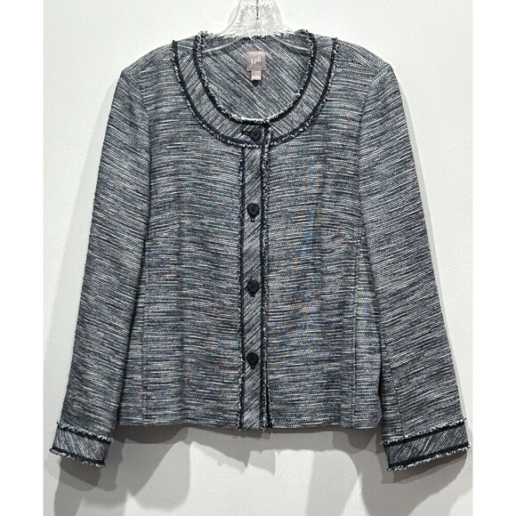 j. Jill Midnight Boucle Tweed Jacket, Large - Picture 1 of 13